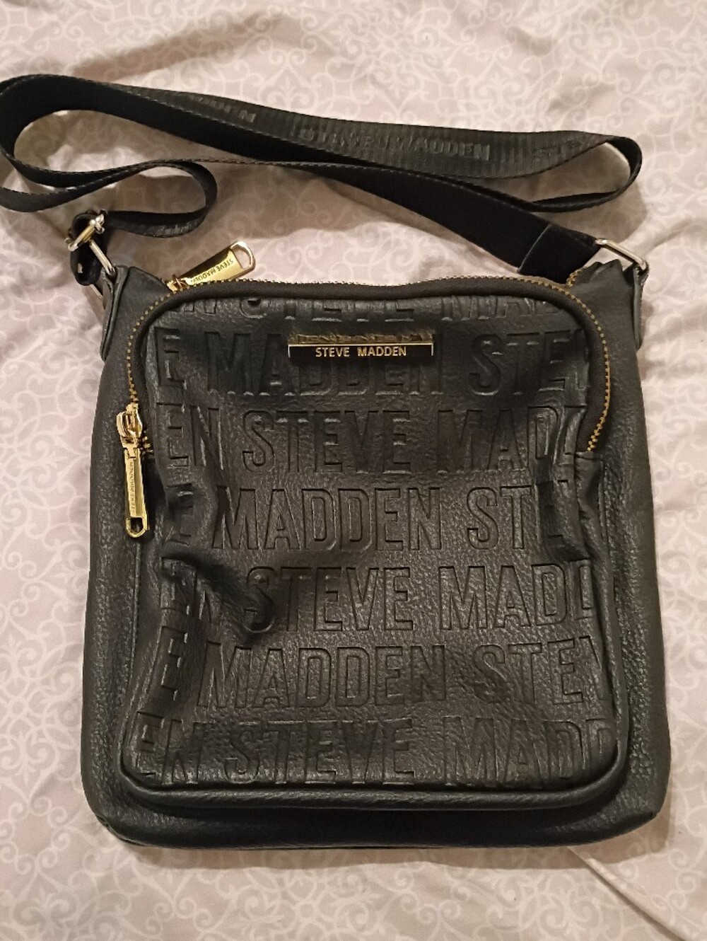 Steve Madden Black Embossed Crossbody Bag